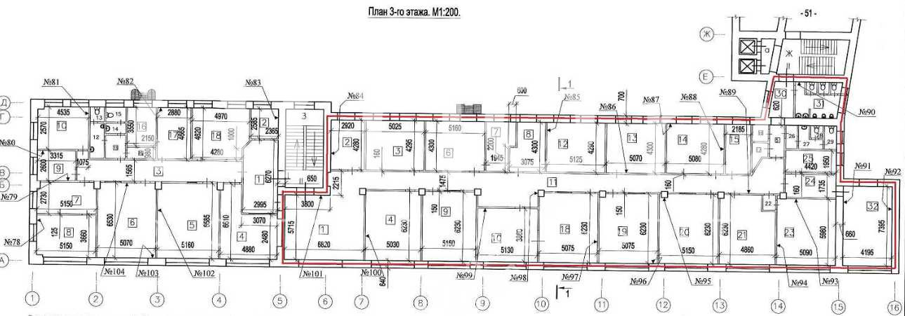 Планировка офиса 591.3 м², 3 этаж, Технопарк «Россолимо»